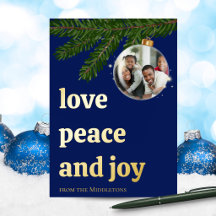 Liefde Vrede Vreugde Kerstmis Marineblauw Goud