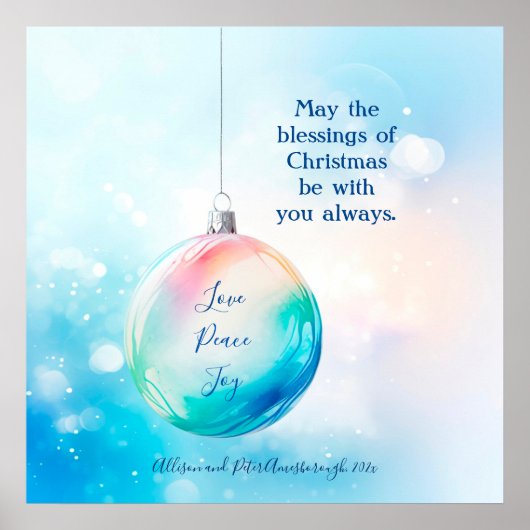 "Liefde Vrede Vreugde" Kerstversiering Poster (Voorkant)