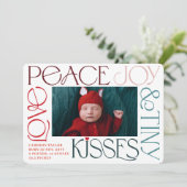 Liefde Vrede Vreugde Kleine Kusjes Baby's Eerste K Feestdagenkaart (Staand voorkant)