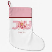 Liefde Vrede Vreugde Roze Poinsettia Kerstmis Kleine Kerstsok (Voorkant)