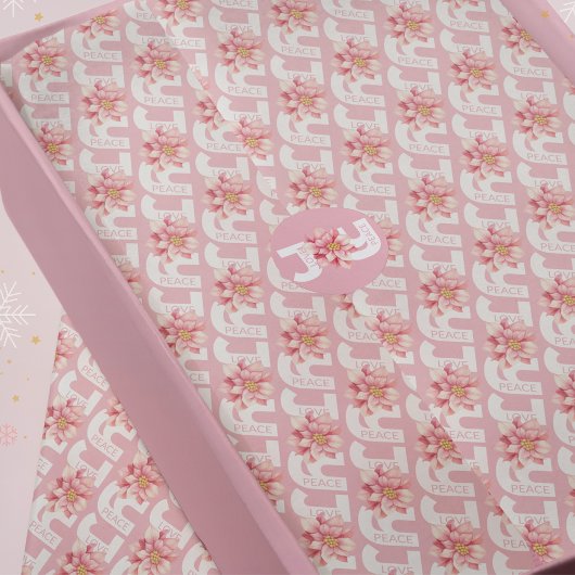 Liefde Vrede Vreugde Roze Poinsettia Kerstpatroon Tissuepapier