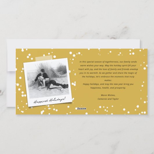 Liefde Vrede Vreugde Trendy Script Stijlvol Goud 7 Feestdagenkaart (Achterkant)