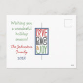 Liefde Vrede & Vreugde Vakantieansichtkaart Feestdagenkaart (Achterkant)