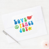 Liefde Vrede Vreugde Vierkante Stickers, Glanzend Vierkante Sticker (Envelop)