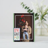 Liefde Vrede & Vreugde (voeg je foto toe) Kerstkaa Feestdagenkaart (Staand voorkant)