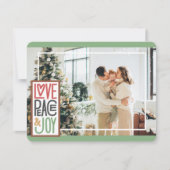 Liefde Vrede & Vreugde (voeg je foto toe) Minimali Feestdagenkaart (Voorkant)