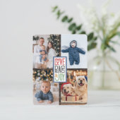 Liefde Vrede & Vreugde (voeg je foto's toe) Rustie Feestdagenkaart (Staand voorkant)