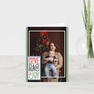 Liefde Vrede & Vreugde (voeg uw foto toe) Kerstkaa Feestdagen Kaart