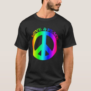 Liefde Vrede Vrijheid 60s 70s Tie Dye Hippie Rainb T-shirt