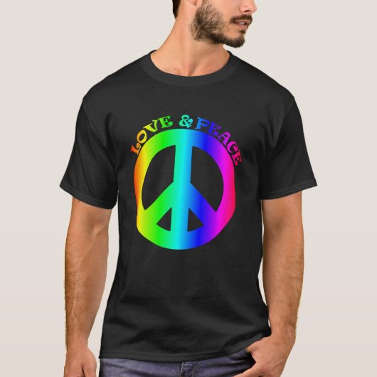 Liefde Vrede Vrijheid 60s 70s Tie Dye Hippie Rainb T-shirt (Voorkant)