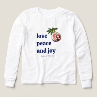 Liefde Vrede Vrolijk Kerst Casual Kids Navyblauw