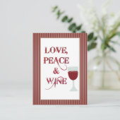 Liefde Vrede Wijn Briefkaart (Staand voorkant)