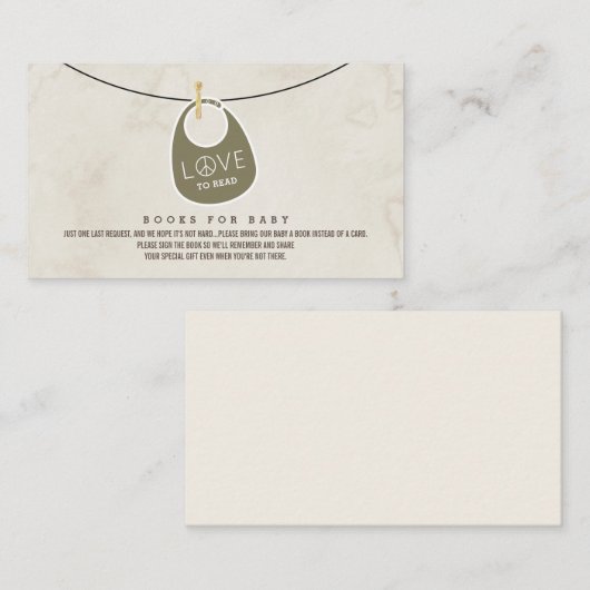 Liefde Vredesgebaar Bib Books for Baby Request Sho Informatiekaartje (Voorkant / Achterkant)