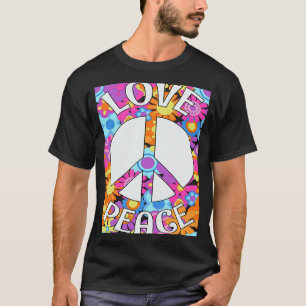 Liefde Vredesgebarentaal van 60s 70s Dye Tie Dye P T-shirt