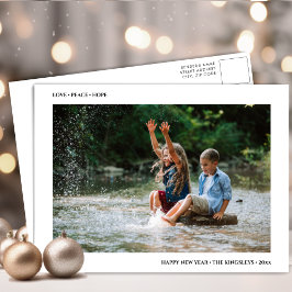 Liefde Vredeshoop| Minimale Happy NieuwYear Photo Feestdagenkaart