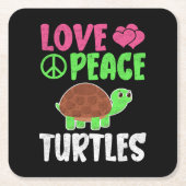 Liefde Vredesschildpadden Schattigee Zoo Dieren Sc Kartonnen Onderzetters (Voorkant)