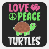 Liefde Vredesschildpadden Schattigee Zoo Dieren Sc Vierkante Sticker (Voorkant)