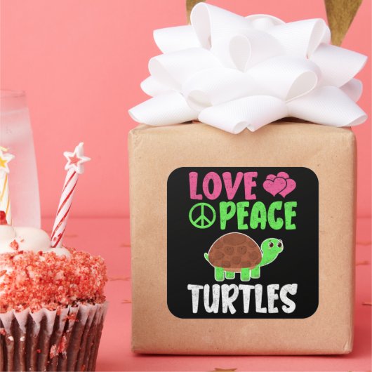 Liefde Vredesschildpadden Schattigee Zoo Dieren Sc Vierkante Sticker (Feest)