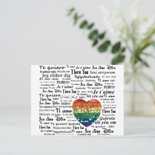 Liefde vreemde talen briefkaart (Staand voorkant)