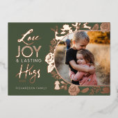 Liefde Vreugde & Duurzame Knuffels Bosdieren Boog Folie Feestdagenkaart (Voorkant)