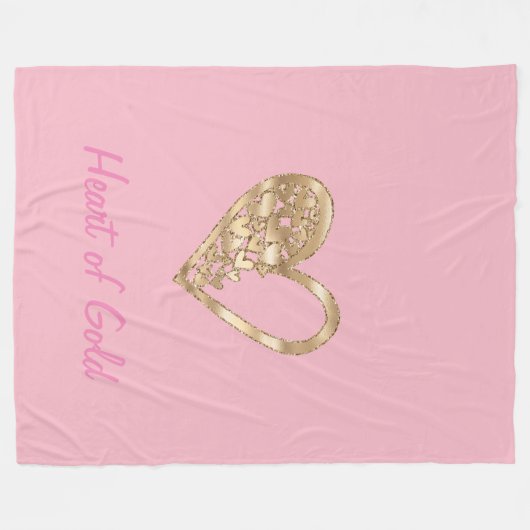 Liefde, vreugde en hart van goud fleece deken (Voorkant (Horizontaal))