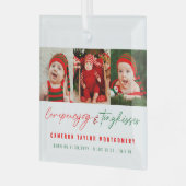 Liefde vreugde en kleine Kisses Baby's eerste Kers Glas Ornament (Voorkant links)