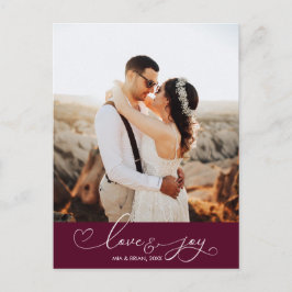 Liefde & Vreugde | Kerst Typografie Foto Ansichtka Briefkaart