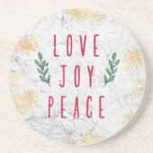 Liefde, vreugde, kerstcadeaus voor Feestdagen Zandsteen Onderzetter (Voorkant)