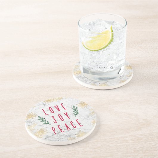 Liefde, vreugde, kerstcadeaus voor Feestdagen Zandsteen Onderzetter (Zijkant)