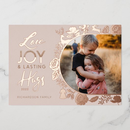 Liefde Vreugde & Langdurige Knuffels Bosdieren Boo Folie Feestdagenkaart (Voorkant)