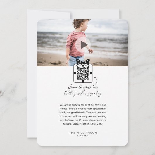 Liefde & Vreugde Moderne Minimaal QR Code Videoboo Feestdagenkaart (Achterkant)