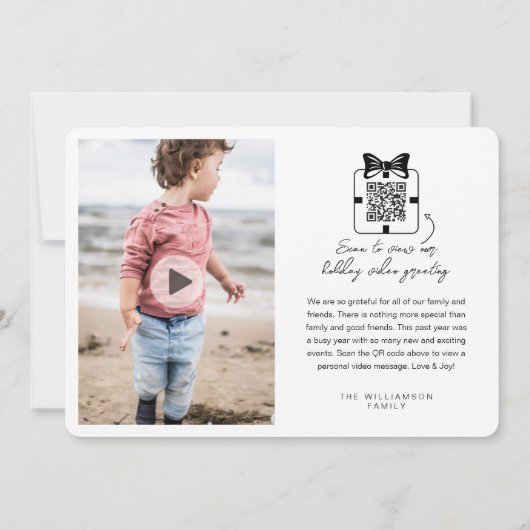 Liefde & vreugde Moderne Minimale QR-code Video Be Feestdagenkaart (Achterkant)