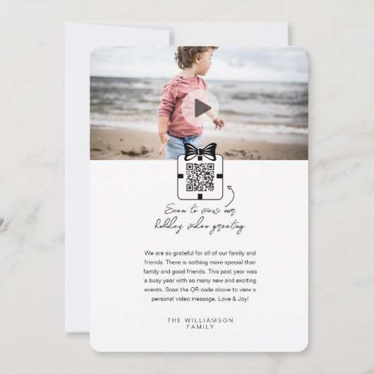 Liefde & vreugde Moderne Minimale QR-code Video Be Feestdagenkaart (Achterkant)
