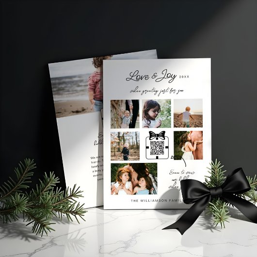 Liefde & Vreugde Moderne Minimalistische QR-code V Feestdagenkaart