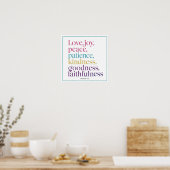 Liefde Vreugde Vrede Geduld Vriendelijkheid Goedhe Poster (Keuken)