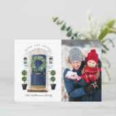 Liefde, vreugde, Vrede Navy Waterverf Front Door F Feestdagenkaart (Staand voorkant)