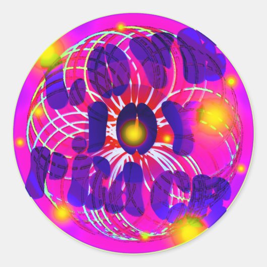 Liefde, vreugde, vrede ronde sticker (Voorkant)