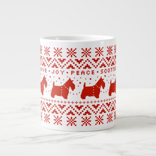 Liefde Vreugde Vrede Scotties Feestelijke Kersthon Grote Koffiekop (Voorkant)