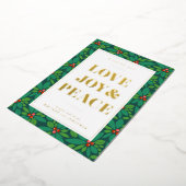 LIEFDE VREUGDE & VREDE | Voeg uw foto toe Folie Feestdagenkaart (Gedraaid)