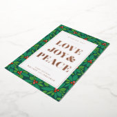 LIEFDE VREUGDE & VREDE | Voeg uw foto toe Folie Feestdagenkaart (Gedraaid)