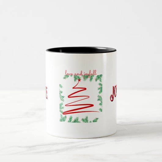 Liefde &vreugdevol tweekleurige koffiemok (Center)