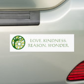 "Liefde. Vriendelijkheid. Rede. Verwondering." Bum Bumpersticker (Op auto)