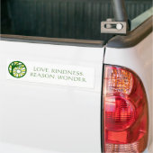 "Liefde. Vriendelijkheid. Rede. Verwondering." Bum Bumpersticker (Op Truck)
