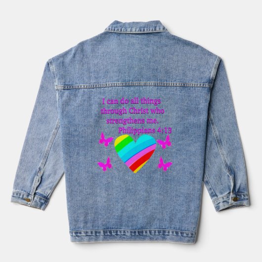 LIEFDE VULDE FILIPPENZEN 4:13 ONTWERP DENIM JACKET (Achterkant)