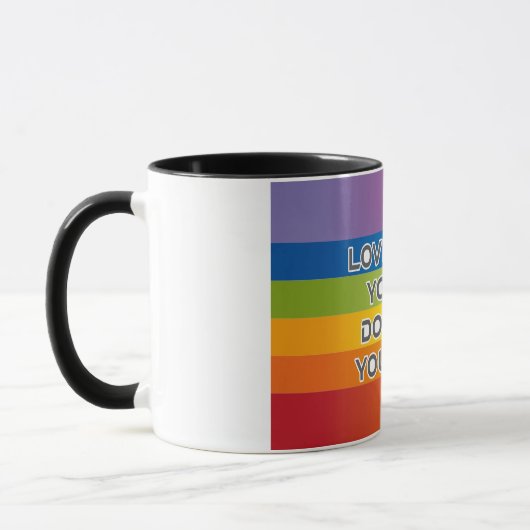 Liefde wat je doet — Rainbow-achtergrond Mok (Links)