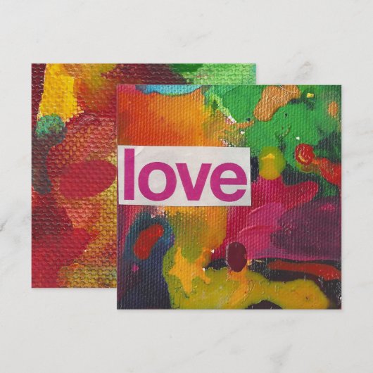 Liefde waterverf collage blanco feestdagenkaart (Voorkant / Achterkant)