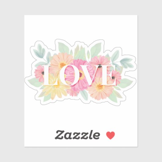 Liefde waterverf florale sticker (Vel)
