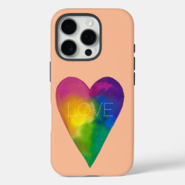"LIEFDE" Waterverf Hart iPhone 16 Pro Hoesje