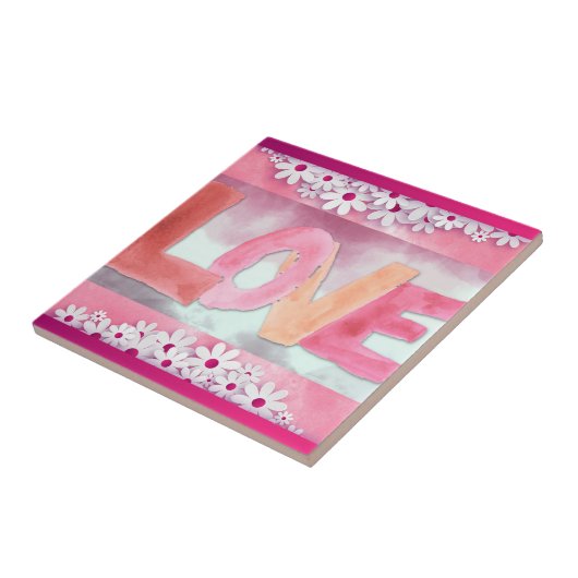 Liefde:Waterverf keramische Tegel Tegeltje (Zijkant)