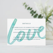 Liefde Waterverf Moderne bruiloft invoegen Details Informatiekaartje (Staand voorkant)